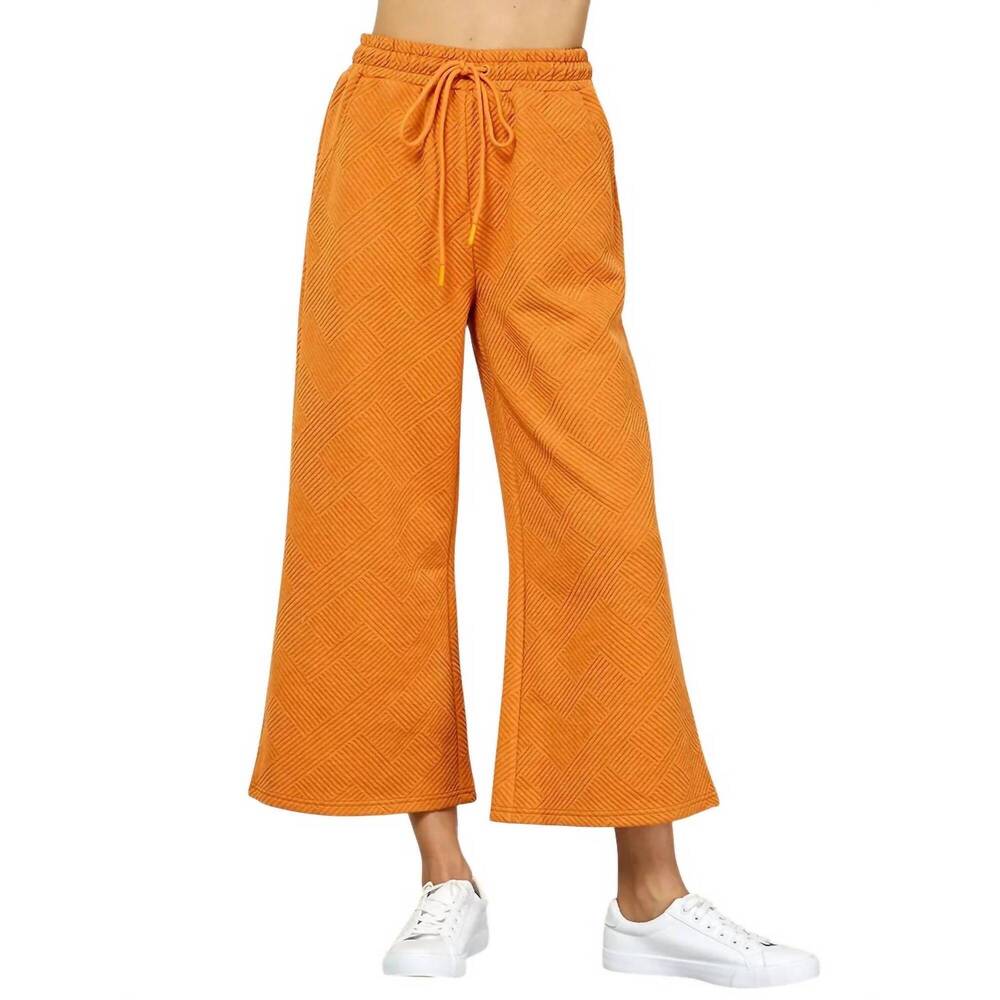 NEW SEE AND BE SEEN textured cropped wide pants in orange